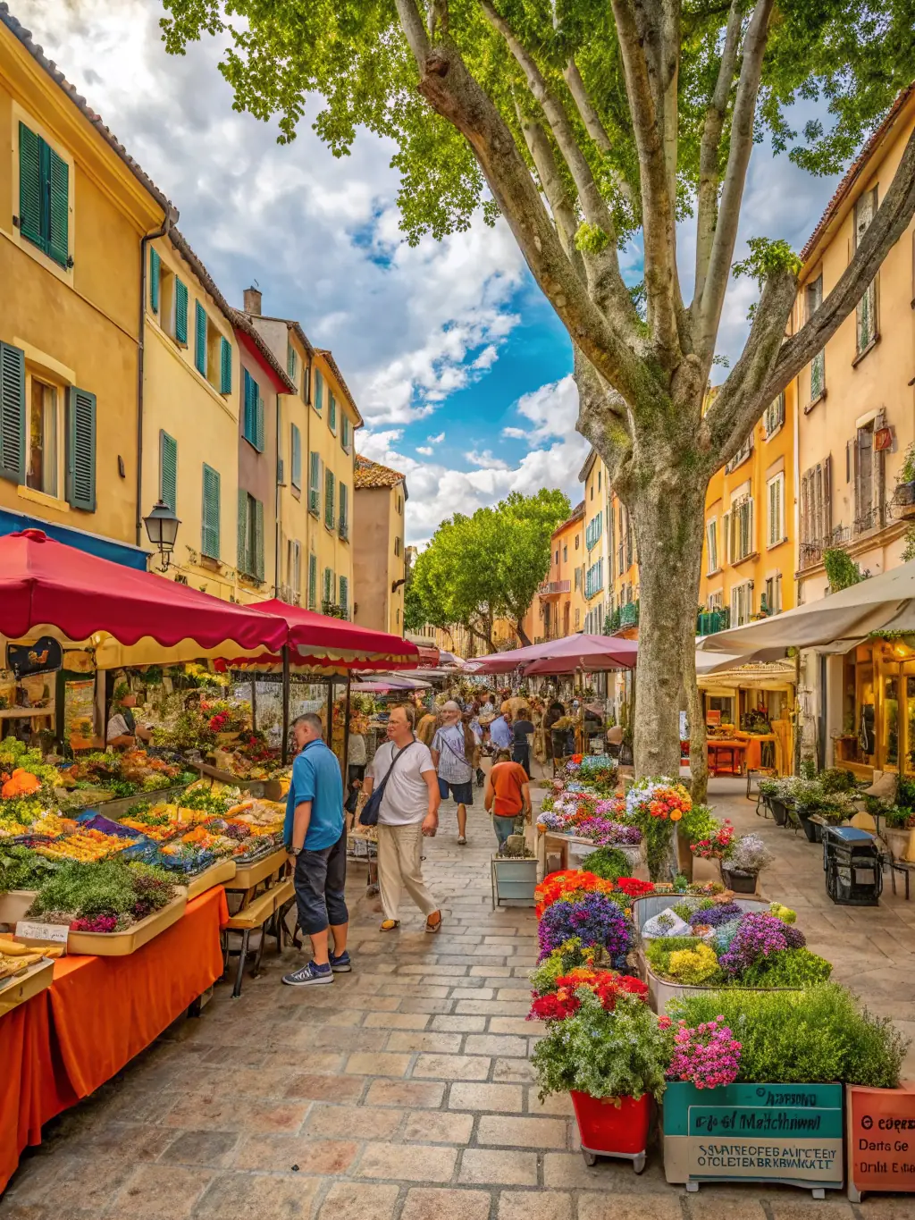 A vibrant photograph capturing a diverse group of people actively participating in an outdoor public art exhibition hosted by BOMBE ET MOQUETTE, showcasing contemporary sculptures and installations.
